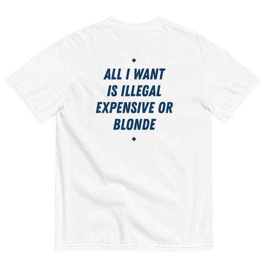 ALL I WANT IS ILLEGAL, EXPENSIVE OR BLONDE